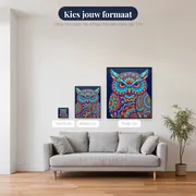 Mandala-uil in kleur en goud – beschikbare formaten