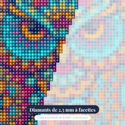 Chouette Mandala aux Couleurs Vives – gros plan des diamants