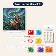 Famiglia di Gufi sotto l'Aurora – contenuto del kit