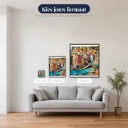 Kleurrijk Dorp Boven Turquoise Zee – beschikbare formaten