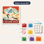 Snowy Chamonix Train Poster – kit contents
