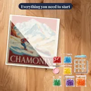 Snowy Chamonix Train Poster – kit ready to start