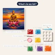 Golden Buddha on Pink Lotus – kit contents