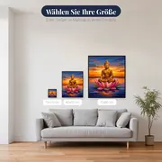 Goldener Buddha auf rosa Lotus – verfügbare Größen