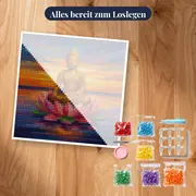 Goldener Buddha auf rosa Lotus – Set bereit zum Loslegen