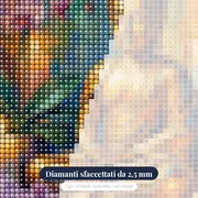 Buddha dorato tra candele e orchidee – primo piano dei diamanti