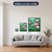 Rosa Lotusblüten auf Türkis – verfügbare Größen