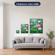 Lotus Roses sur Étang Turquoise – tailles disponibles
