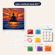 Bouddha Méditatif au Coucher du Soleil – contenu du kit