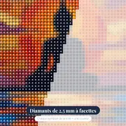 Bouddha Méditatif au Coucher du Soleil – gros plan des diamants