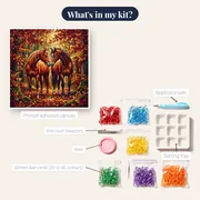 Nuzzling Horses in the Autumn Forest – kit contents