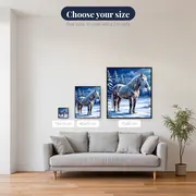 Grey Horse in Snowy Winter Pasture – available sizes