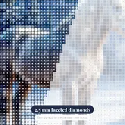 Grey Horse in Snowy Winter Pasture – diamond close-up