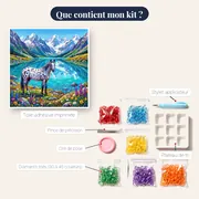 Appaloosa au bord du lac de montagne – contenu du kit