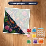 Carpes koï parmi les nénuphars roses – kit prêt à commencer