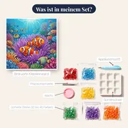 Zwei Clownfische in violetter Anemone – Inhalt des Sets