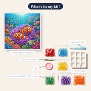 Clownfish Pair in Purple Anemone – kit contents