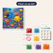 Blue and Yellow Tangs in Coral Reef – kit contents