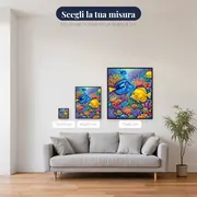 Pesci chirurgo blu e gialli tra gorgonie – misure disponibili