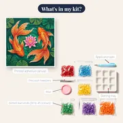 Goldfish Circling a Pink Lotus – kit contents