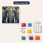 Wise Old Elephant Portrait with Tusks – kit contents
