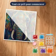 Vieil éléphant au regard sage – kit prêt à commencer