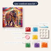 Éléphant indien paré en procession festive – contenu du kit