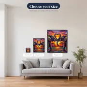 Elephants in Love at Sunset – available sizes