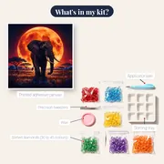 Elephant Silhouette Against a Giant Orange Moon – kit contents