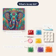 Bohemian Elephant with Mandala Patterns – kit contents
