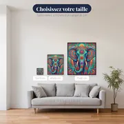 Éléphant bohème aux mandalas fleuris – tailles disponibles