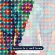 Éléphant bohème aux mandalas fleuris – gros plan des diamants
