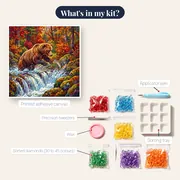 Brown Bear Catching Leaping Salmon at Waterfall – kit contents