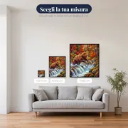Orso bruno e salmone alla cascata d'autunno – misure disponibili