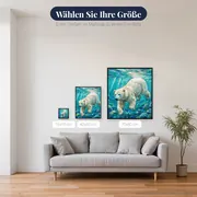 Eisbär beim Schwimmen im Glasmosaik – verfügbare Größen