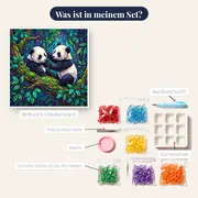 Zwei Pandajunge auf moosigem Ast – Inhalt des Sets