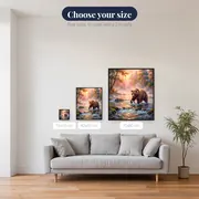 Bear Fishing in Misty Sunrise River – available sizes