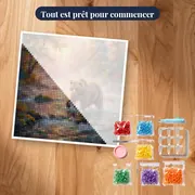 Ours pêcheur dans la rivière brumeuse – kit prêt à commencer
