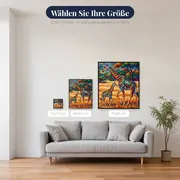 Giraffenmutter und Jungtier im goldenen Gras – verfügbare Größen