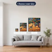 Mother and Baby Giraffe in Golden Grass – available sizes