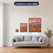Girafes au Kilimandjaro, ciel rose et or – tailles disponibles