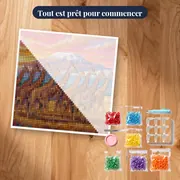 Girafes au Kilimandjaro, ciel rose et or – kit prêt à commencer