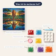 Trinkende Giraffe am Wasserloch im Mosaikstil – Inhalt des Sets