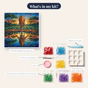 Stained Glass Giraffe at Sunset Waterhole – kit contents