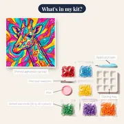Pop-Art Giraffe with Geometric Patchwork – kit contents