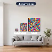 Pop-Art Giraffe with Geometric Patchwork – available sizes