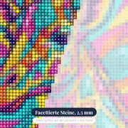 Pop-Art-Giraffe mit geometrischem Patchwork – Nahaufnahme der Steine
