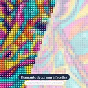 Girafe pop art en patchwork géométrique coloré – gros plan des diamants