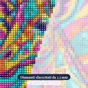Giraffa pop art a mosaico geometrico – primo piano dei diamanti
