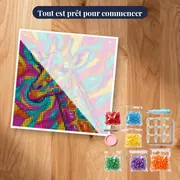 Girafe pop art en patchwork géométrique coloré – kit prêt à commencer